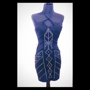 NWT Sexy BeBe Black Mini Sequined Dress